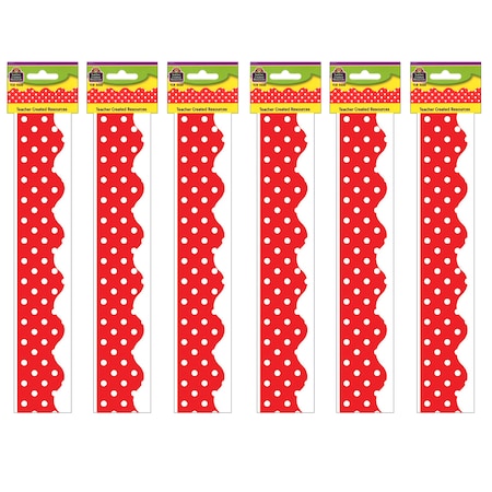 Teacher Created Resources Red Mini Polka Dots Border Trim, 35 Feet/Pack, PK6 TCR4665